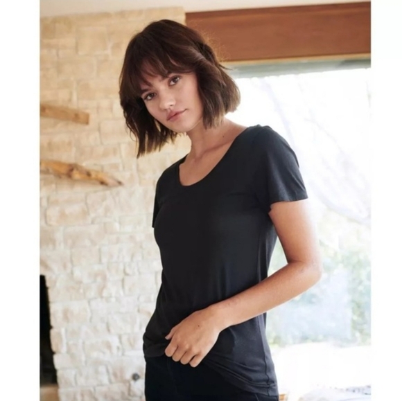 Quince Tops - Quince Cotton Modal Scoop Neck Tee Size Medium